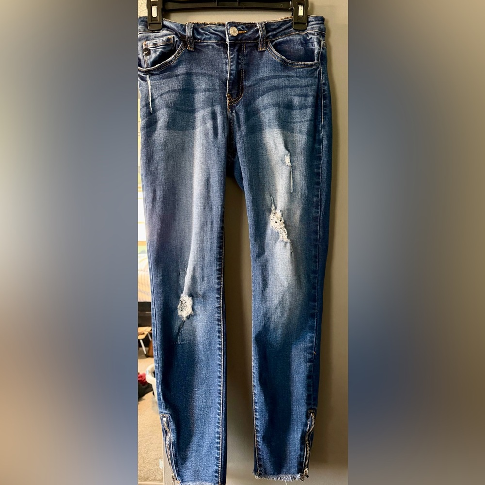 KanCan Women's Skinny Distressed Blue Jeans